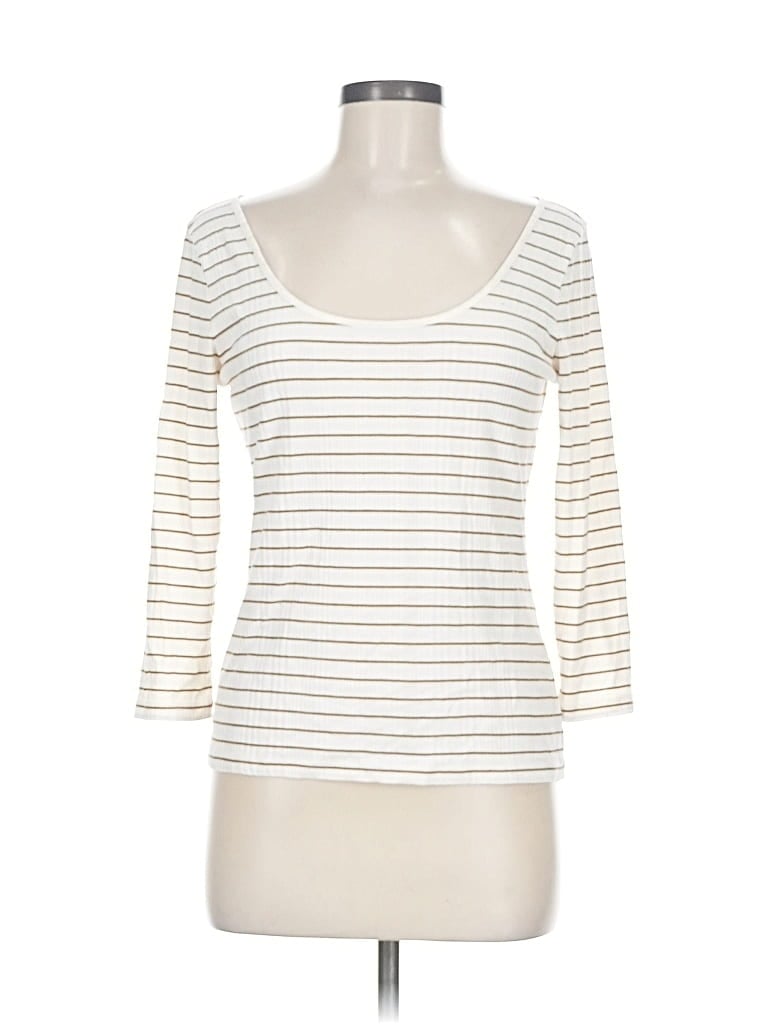 Pre-owned Vince 3/4 Sleeve Top Ivory Scoop Neck Tops In White