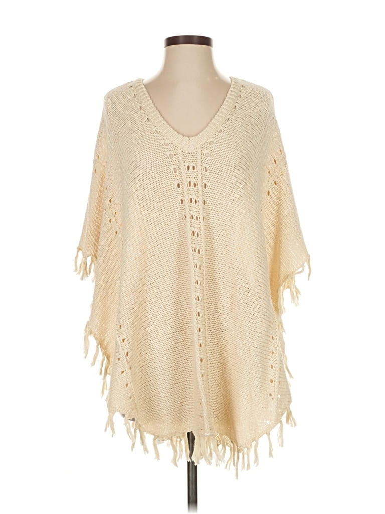 Pre-owned Ann Taylor Loft Poncho In White
