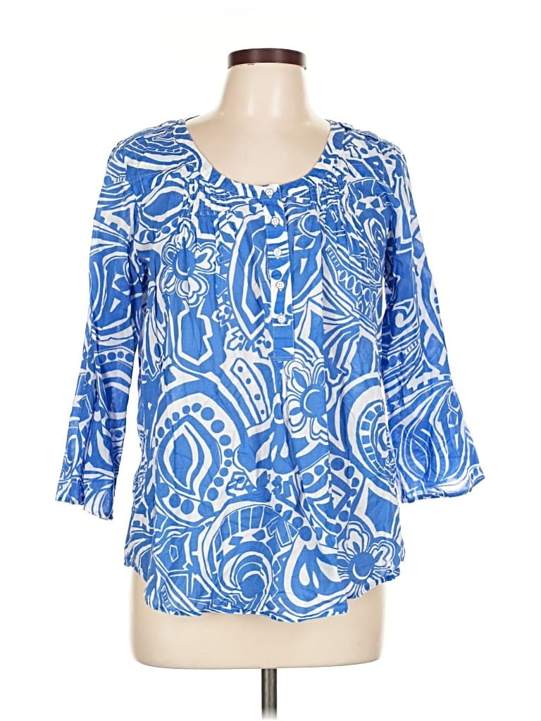 Pre-owned Banana Republic 3/4 Sleeve Blouse In Blue