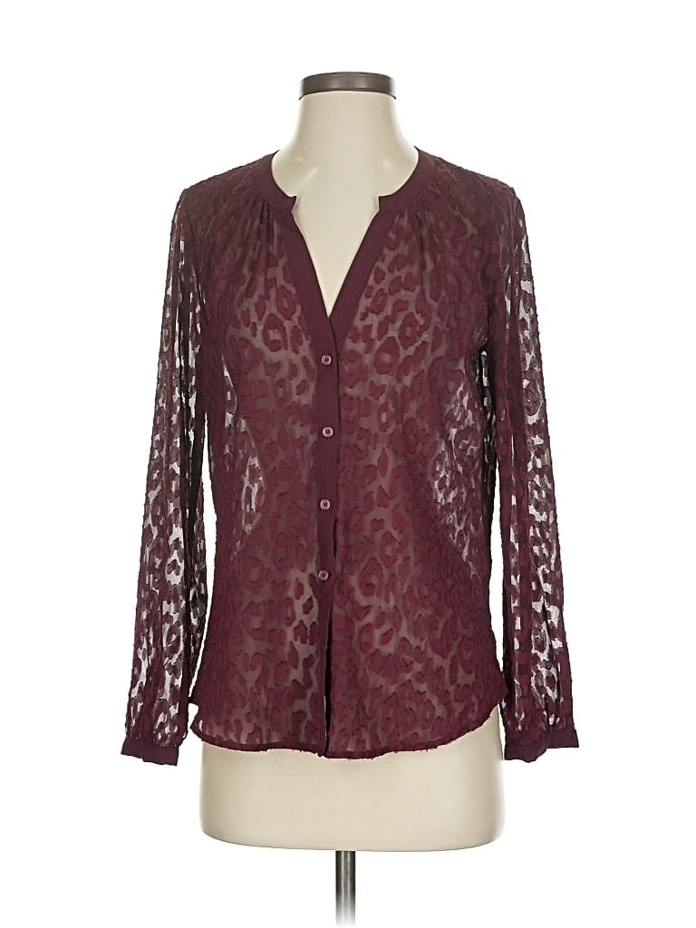 Pre-owned Banana Republic Factory Store Long Sleeve Blouse In Burgundy
