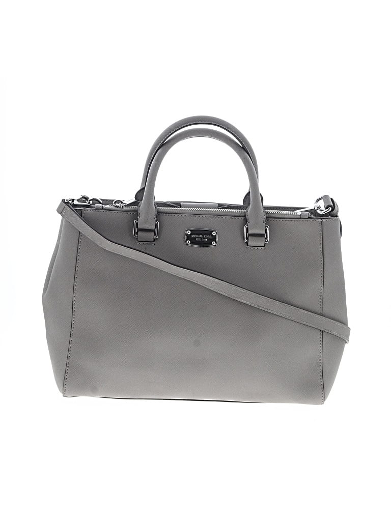 Pre-owned Michael Michael Kors Leather Satchel In Gray