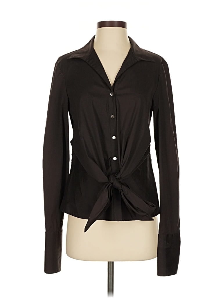Pre-owned Lafayette 148 Long Sleeve Blouse In Black