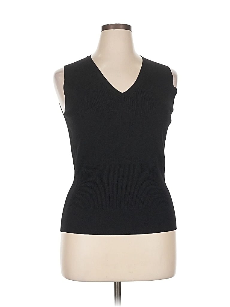 Pre-owned Ann Taylor Sleeveless Top Black V Neck Tops