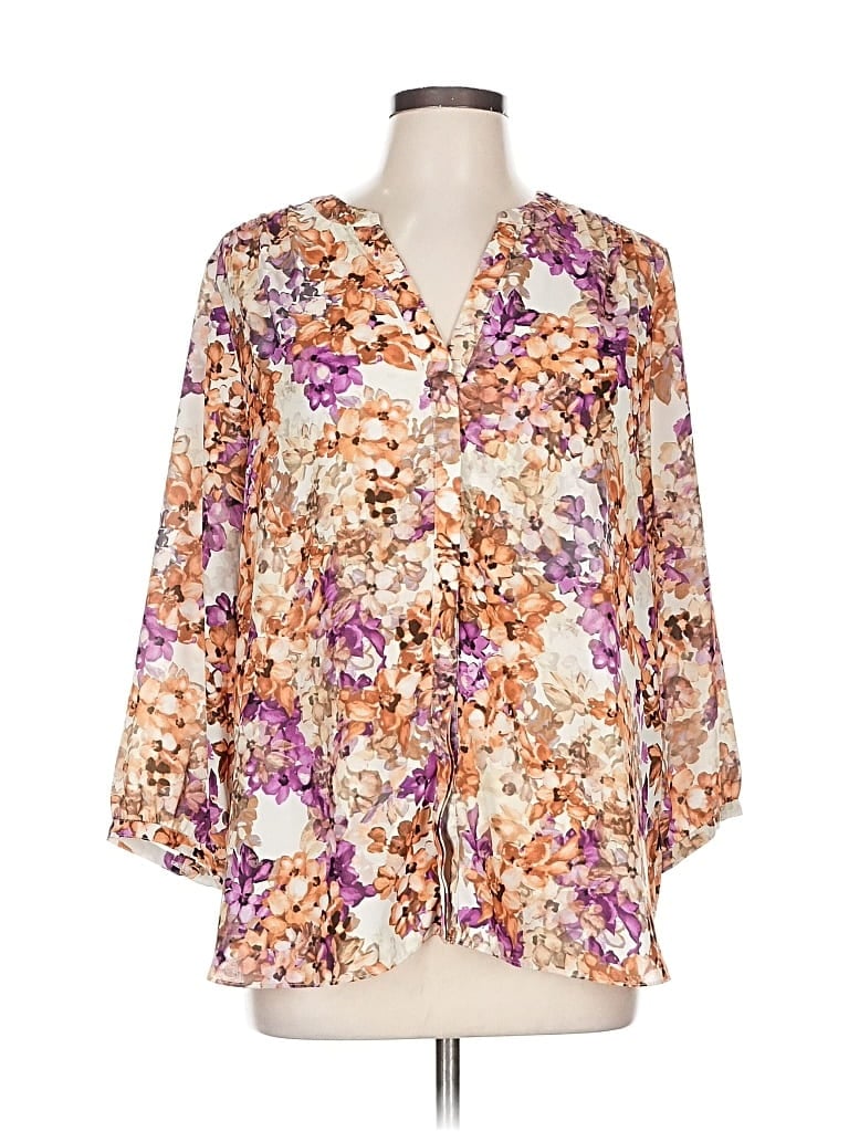 Pre-owned Nydj 3/4 Sleeve Blouse In White