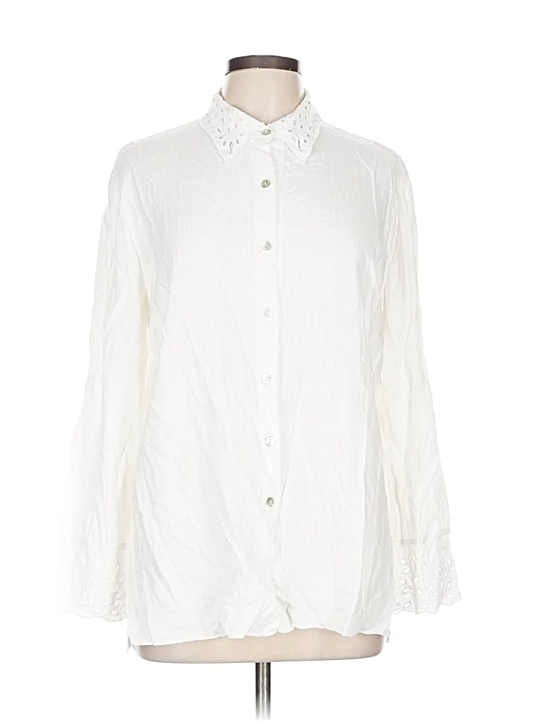 Pre-owned Massimo Dutti Long Sleeve Blouse In White