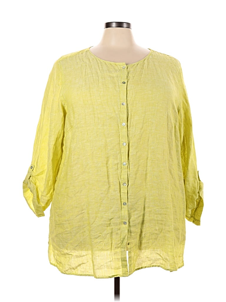 Pre-owned Tahari 3/4 Sleeve Blouse In Yellow