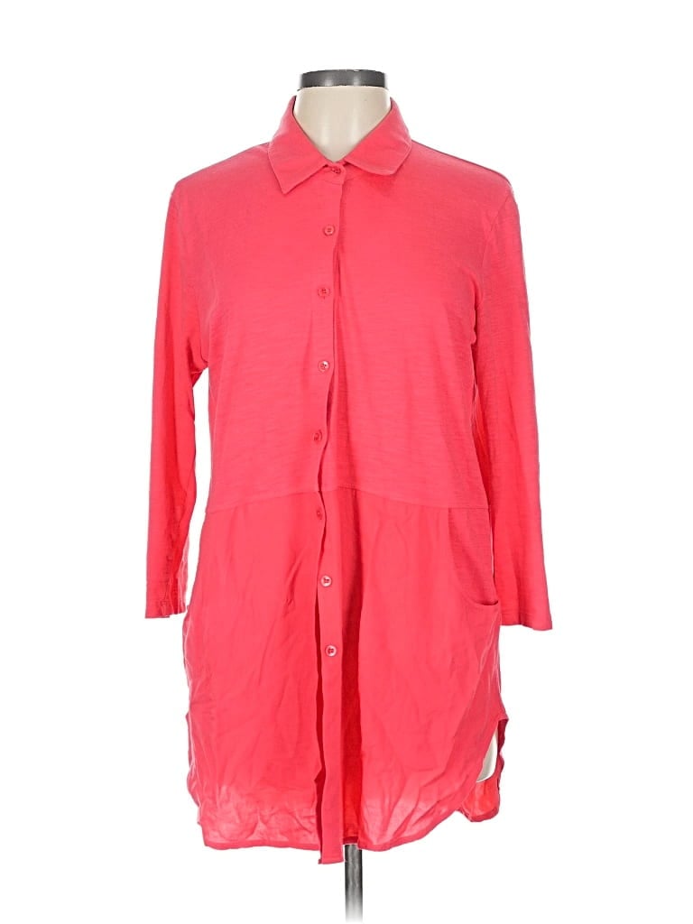 Click to view more detailed imagery on our partner's website Pre-owned Tribal 3/4 Sleeve Button Down Shirt In Red