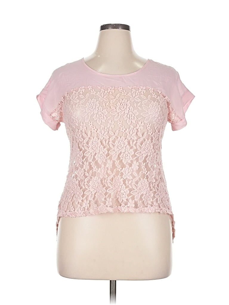 Pre-owned Love J Short Sleeve Top Pink Sweetheart Neckline Tops