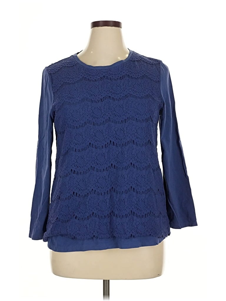 Pre-owned J.crew Factory Store 3/4 Sleeve Top Blue Boatneck Tops