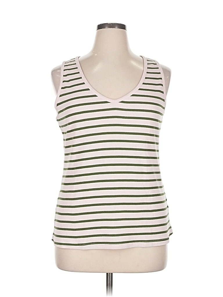 Pre-owned Halogen Tank Top Ivory Plunge Neckline Tops In White