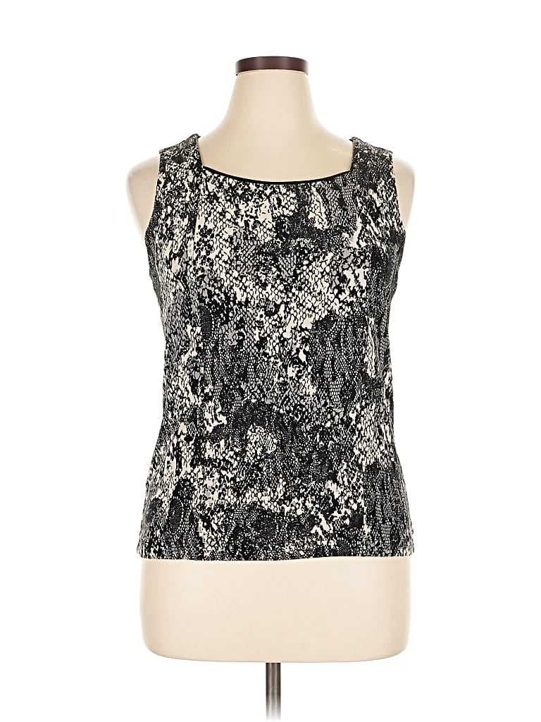 Pre-owned Travelers By Chico's Sleeveless Top Silver Scoop Neck Tops