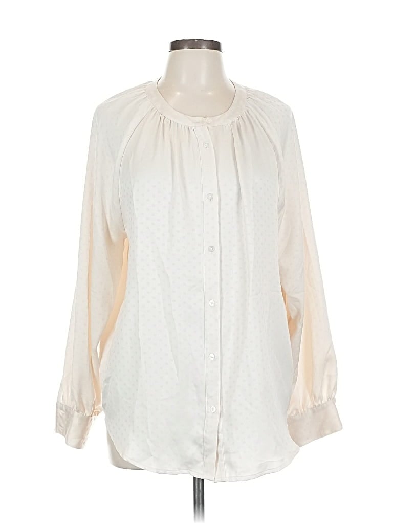 Pre-owned Ann Taylor Loft Outlet Long Sleeve Blouse In White