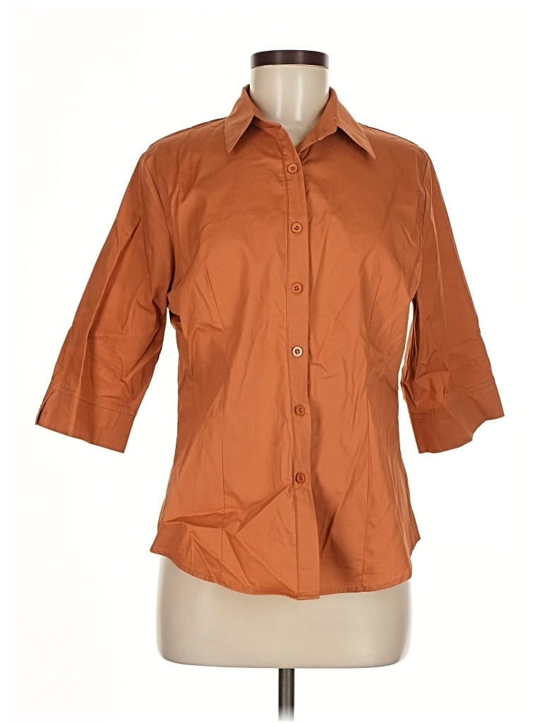 Pre-owned Hotouch 3/4 Sleeve Button Down Shirt In Orange
