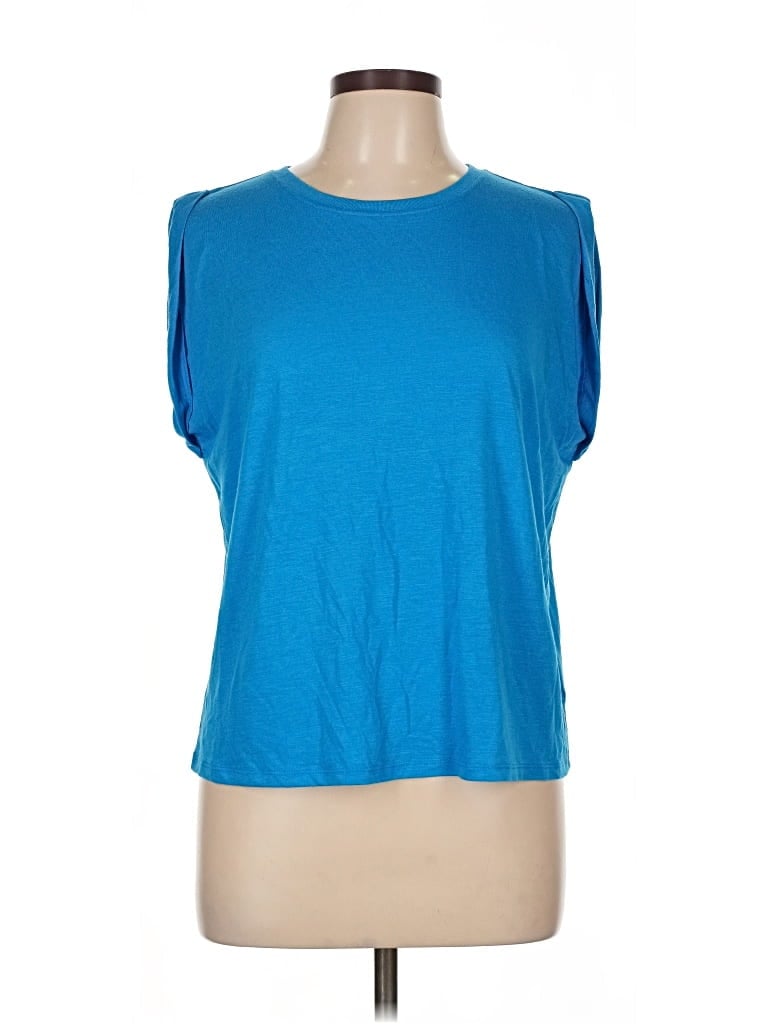 Pre-owned Express Short Sleeve Top Blue Scoop Neck Tops