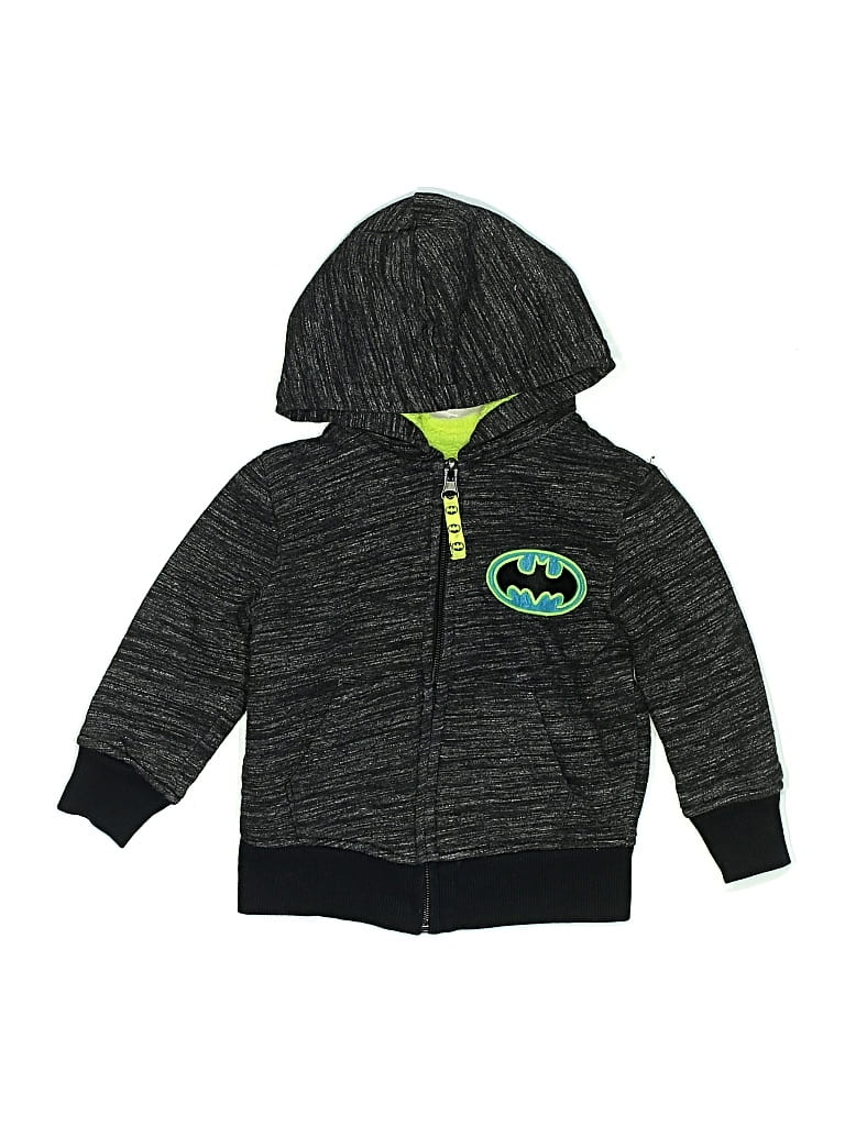 Pre-owned Batman Kids' Zip Up Hoodie In Gray