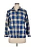 Talbots 100% Cotton Plaid Blue Long Sleeve Button-Down Shirt Size XL (petite) - photo 1