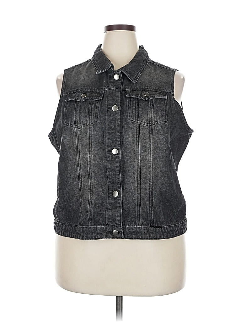 Pre-owned Allegra K Denim Vest In Gray