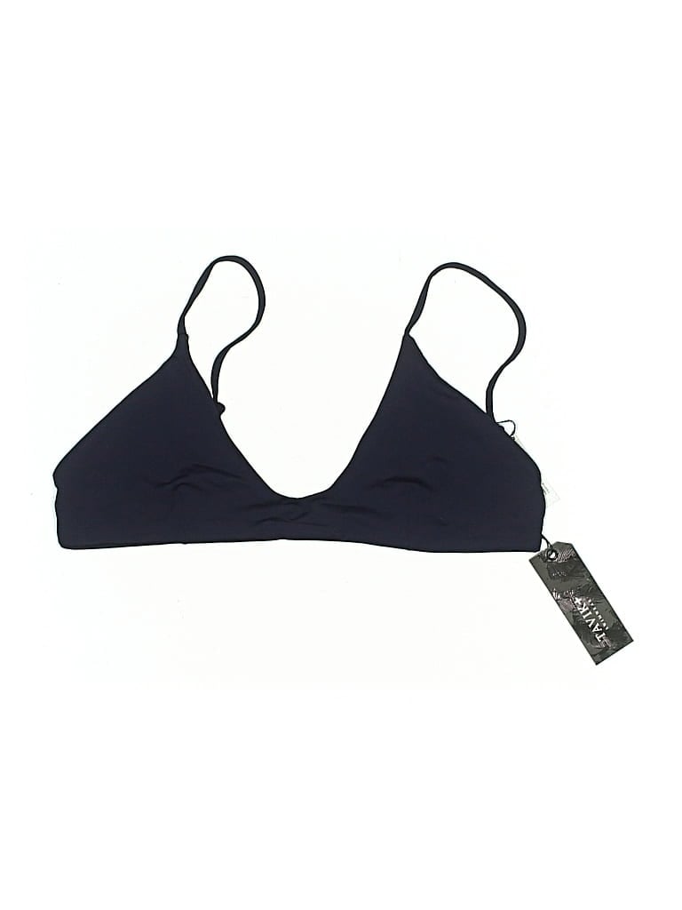 TAVIK Pre-owned Swimsuit Top Blue Solid Pattern Swimwear