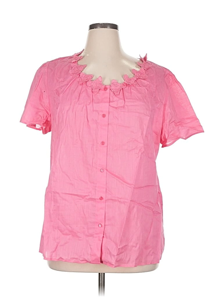 Pre-owned D&co. Short Sleeve Blouse In Pink
