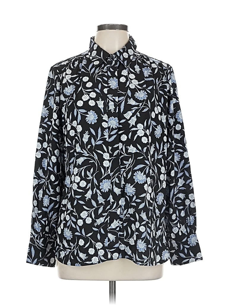 Pre-owned Ann Taylor Long Sleeve Blouse In Blue