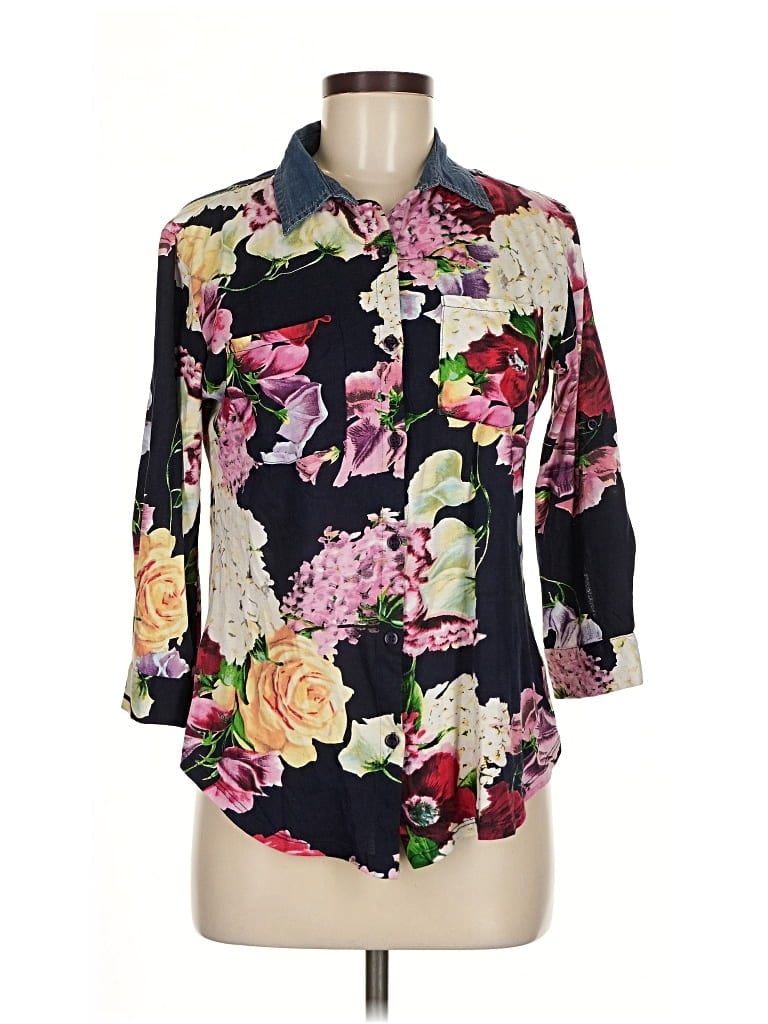 Pre-owned Assorted Brands 3/4 Sleeve Blouse In Black