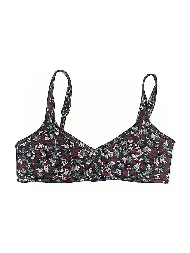 Pre-owned Tavik Swimsuit Top Burgundy Floral Pattern Swimwear
