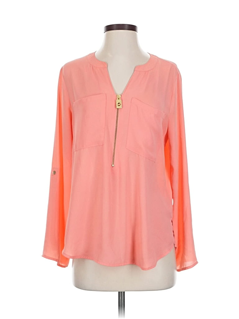 Pre-owned Michael Michael Kors Long Sleeve Blouse In Orange