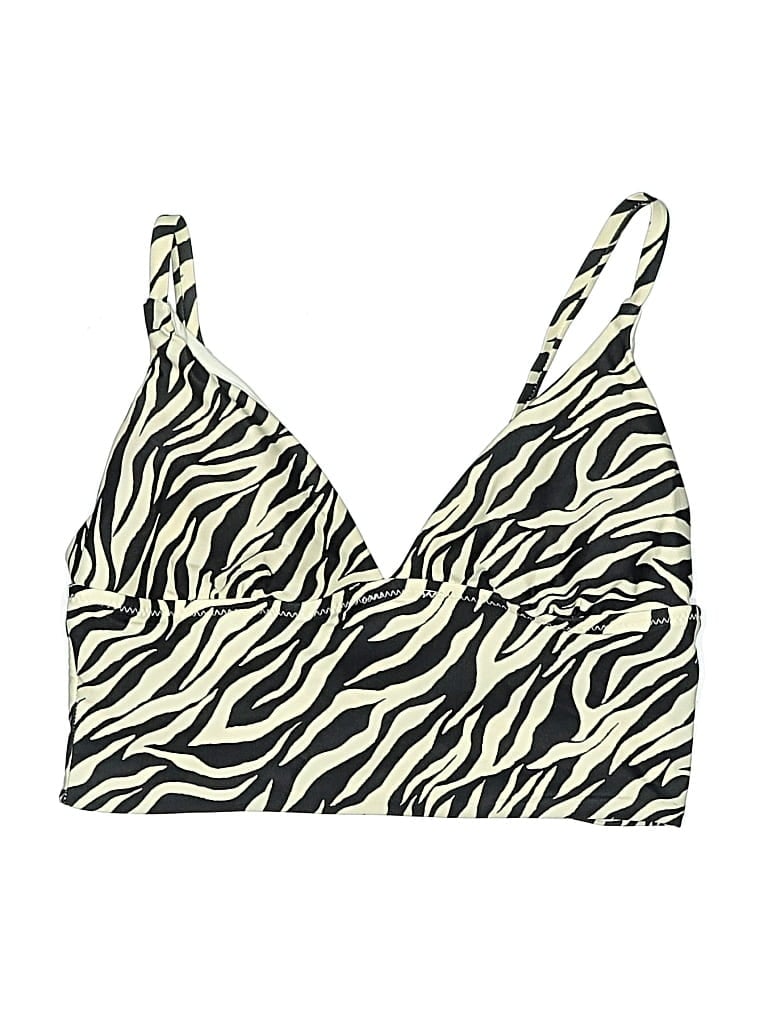 OLD NAVY Pre-owned Swimsuit Top Ivory Animal Print Pattern Swimwear In White