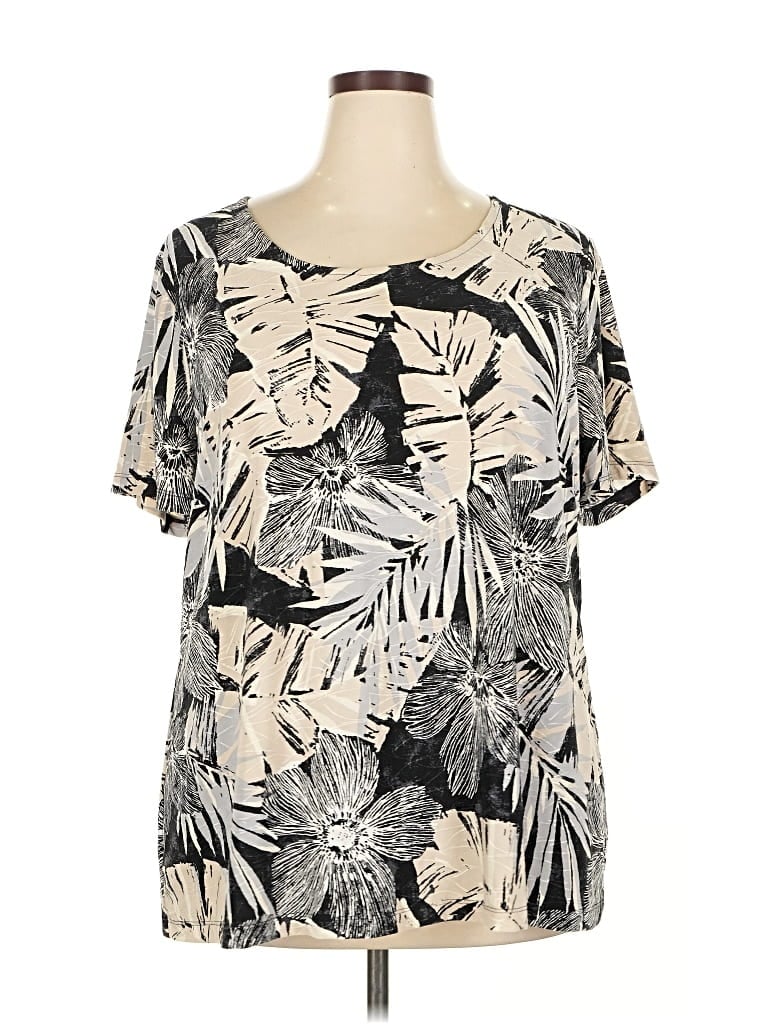 Pre-owned Croft & Barrow Short Sleeve Blouse In Gray