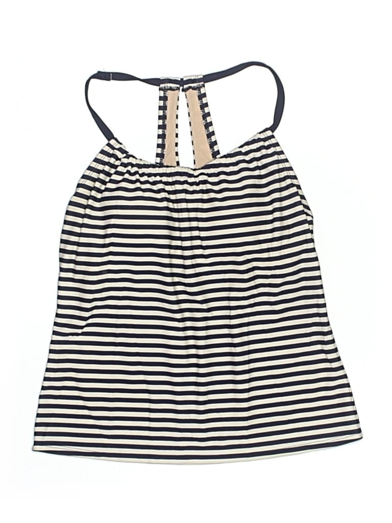 Pre-owned Kona Sol Swimsuit Top Gray Stripes Pattern Swimwear