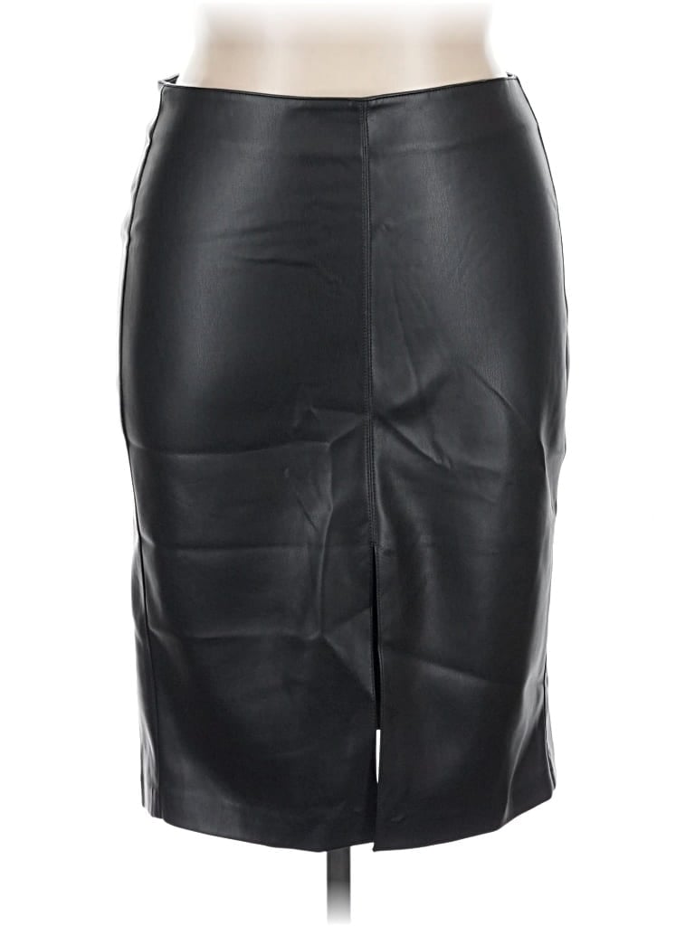 Pre-owned Mng Faux Leather Skirt In Black
