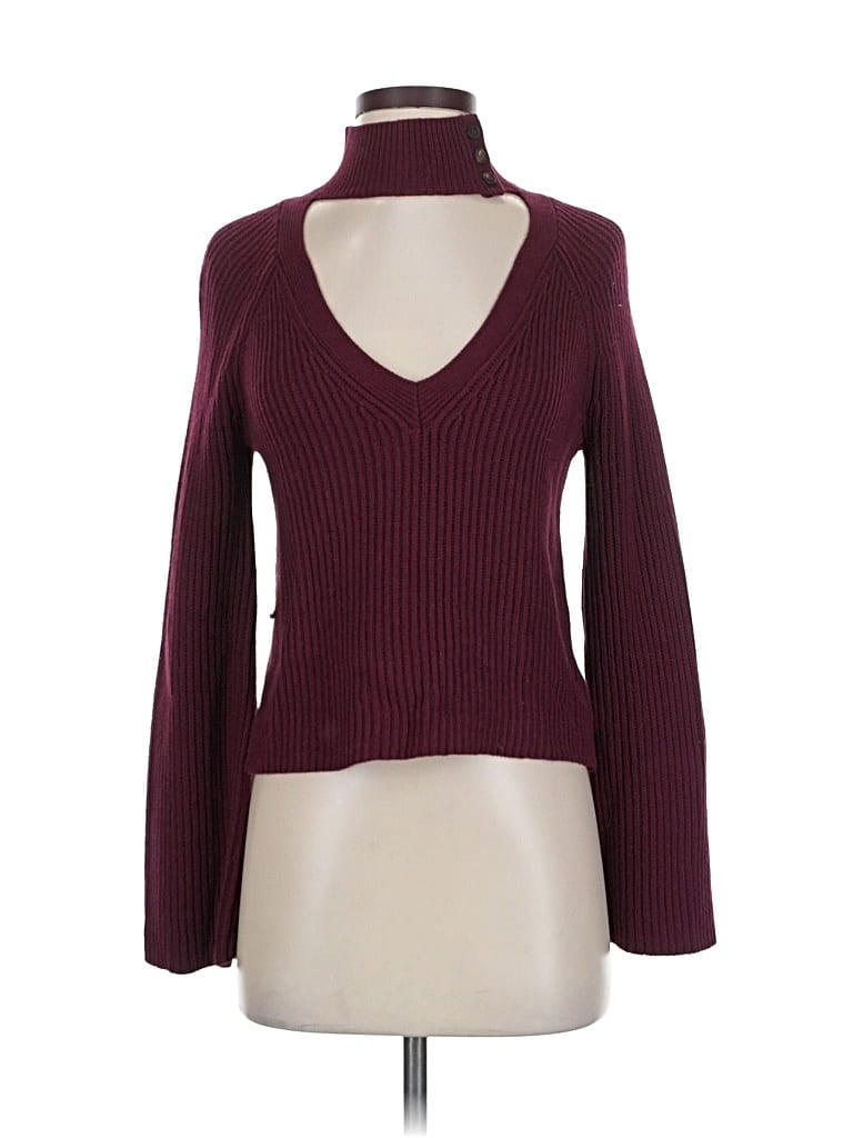 Pre-owned Intermix Turtleneck Sweater In Burgundy