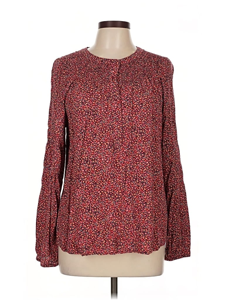 Pre-owned Croft & Barrow Long Sleeve Blouse In Red