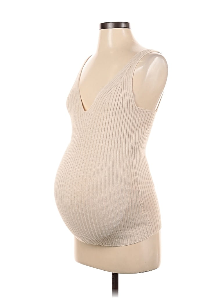 Pre-owned Asos Design Sleeveless Top Ivory Plunge Neckline Tops In White