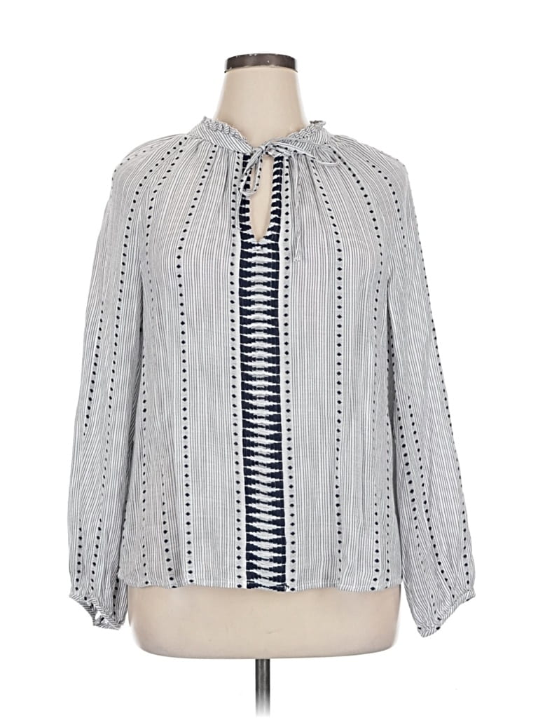 Pre-owned Lucky Brand Long Sleeve Blouse In Gray