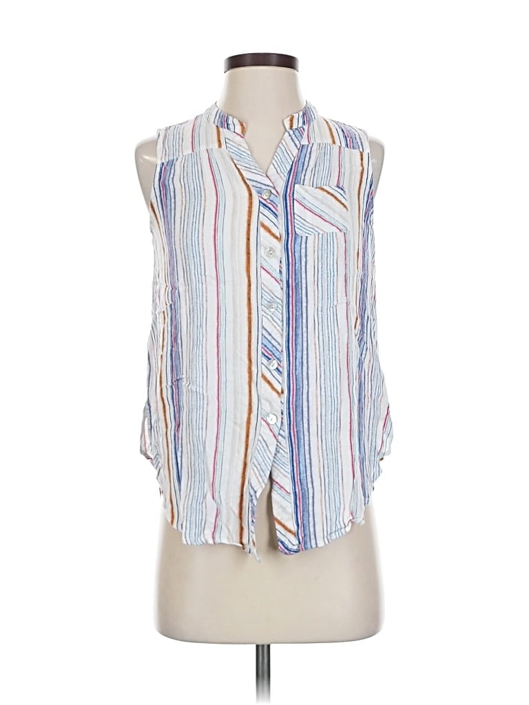 Pre-owned Fig And Flower Sleeveless Button Down Shirt In White