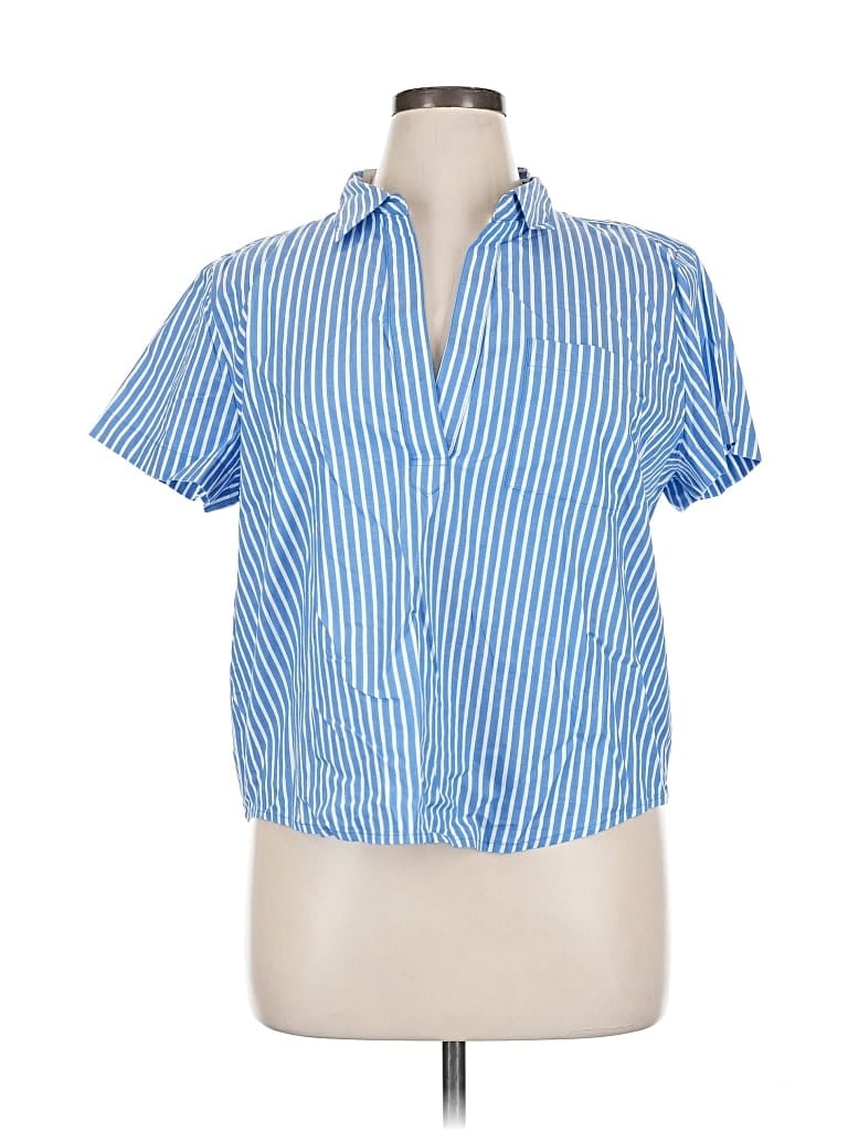 J.crew Factory Store Short Sleeve Blouse In Blue