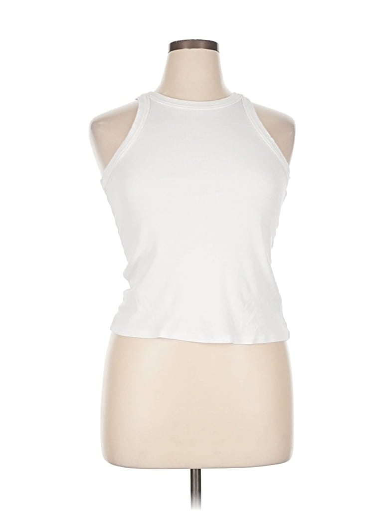 Pre-owned Easy Standard Tank Top White Halter Neckline Tops