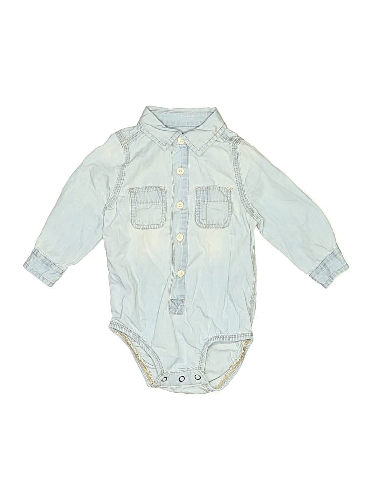 Pre-owned Oshkosh B'gosh Kids' Long Sleeve Onesie In Blue