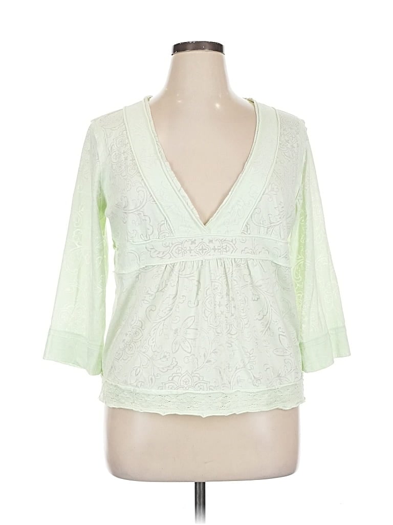 Pre-owned Caribbean Joe 3/4 Sleeve Blouse In Green