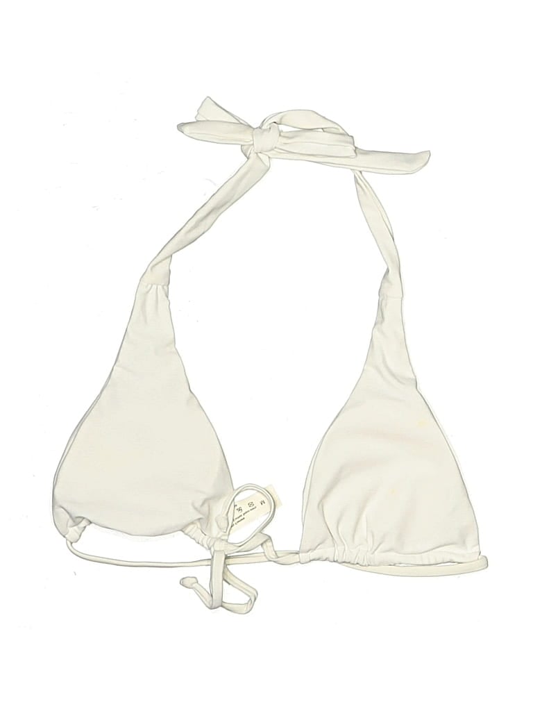 Pre-owned Unbranded Swimsuit Top Ivory Solid Pattern Swimwear In White