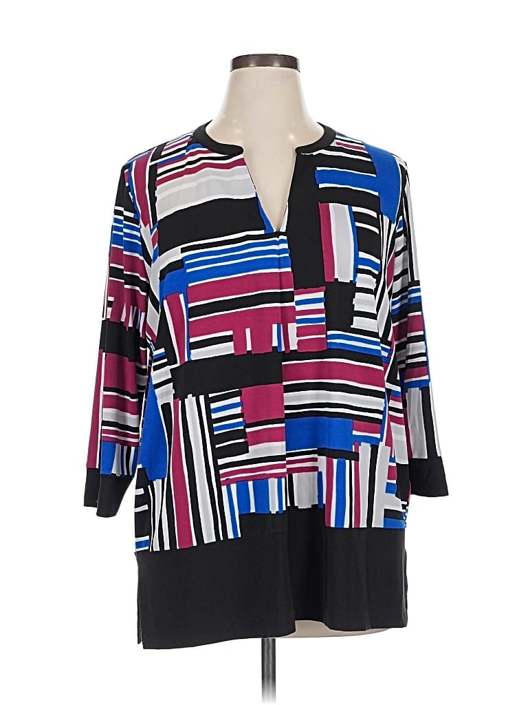 Pre-owned Jones New York Signature 3/4 Sleeve Blouse In Blue