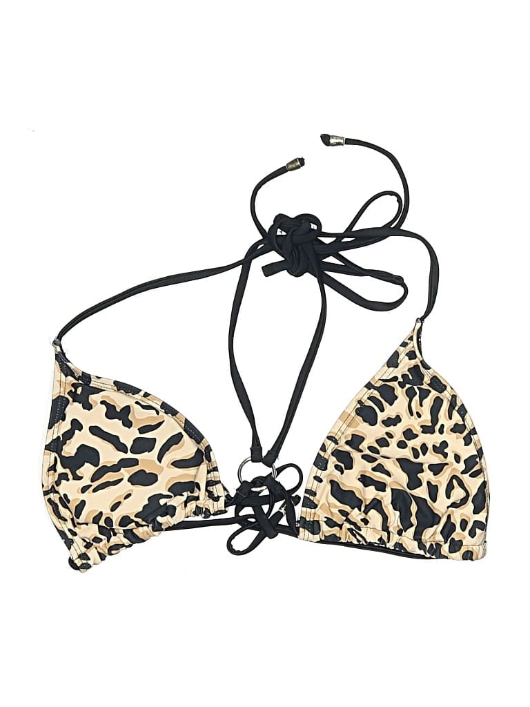 Pre-owned Unbranded Swimsuit Top Gold Animal Print Pattern Swimwear