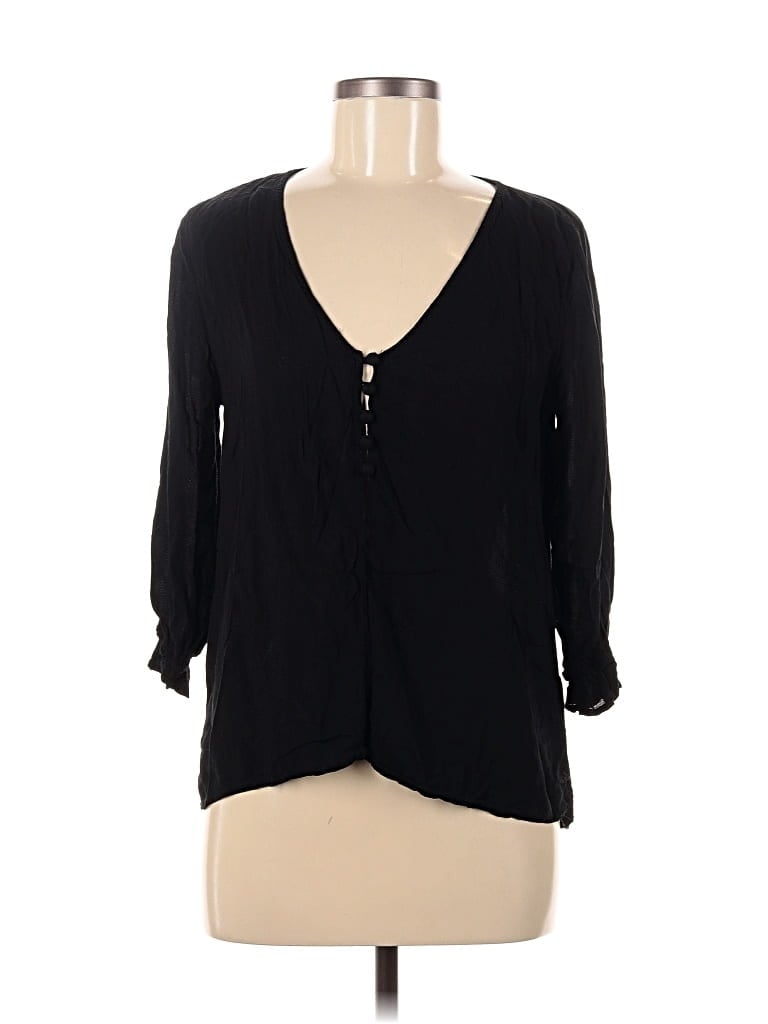 Pre-owned Lulus 3/4 Sleeve Blouse In Black