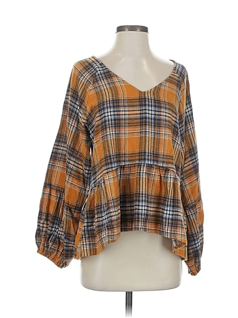 Pre-owned Luq 3/4 Sleeve Blouse In Orange