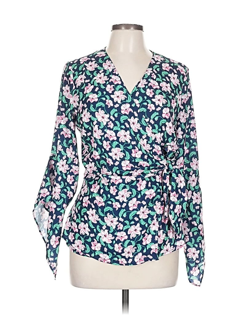 Pre-owned Betabrand Long Sleeve Blouse In Blue