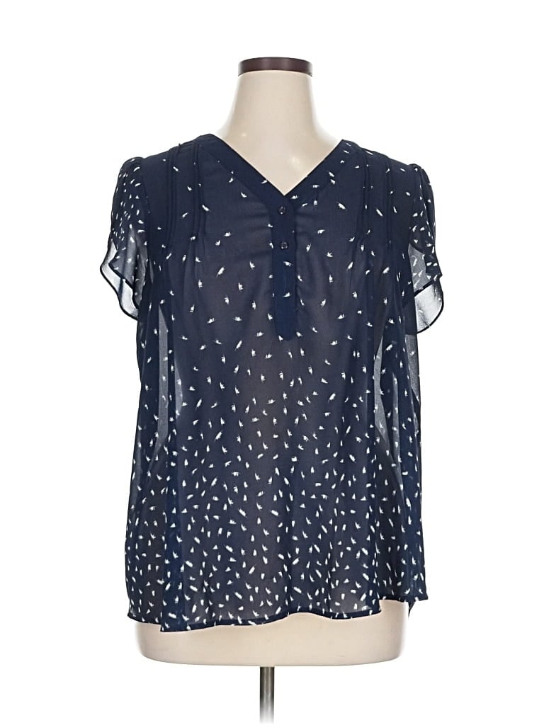 Pre-owned Fun2fun Short Sleeve Blouse In Blue