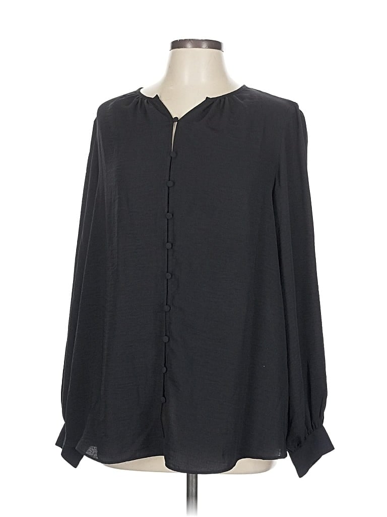 Pre-owned Nine West Long Sleeve Blouse In Gray