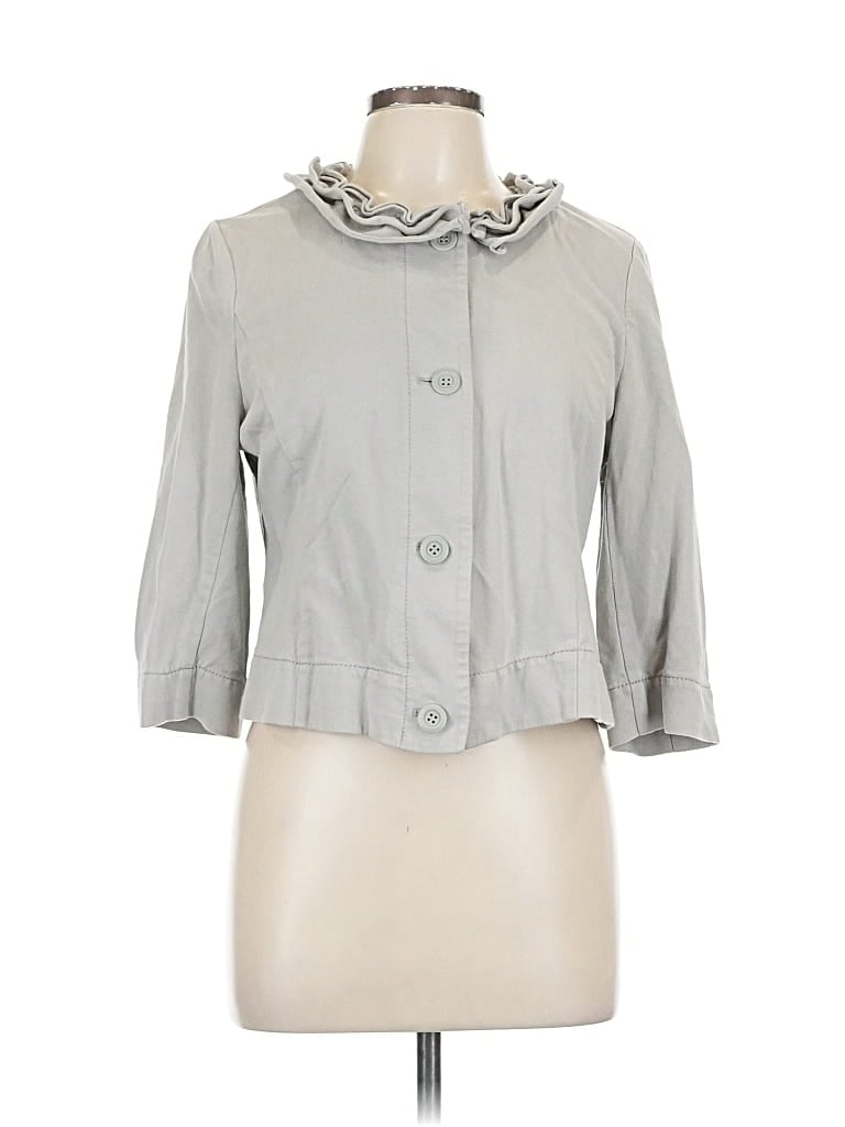Pre-owned Ann Taylor Loft Outlet 3/4 Sleeve Button Down Shirt In Gray