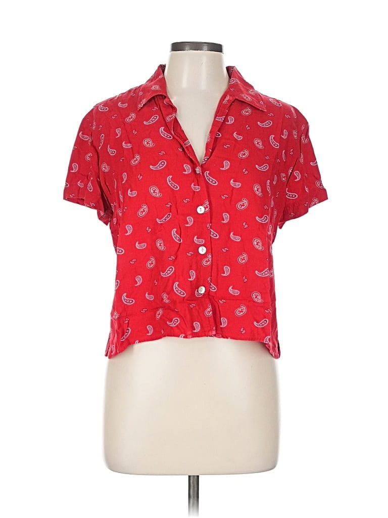 Pre-owned Villager Sport By Liz Claiborne Short Sleeve Blouse In Red